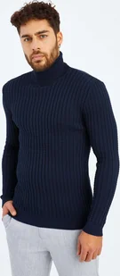 Leif Nelson sweter męski z golfem z cienkiej dzianiny LN-2115, niebieski / L - Swetry męskie - miniaturka - grafika 1