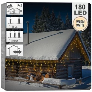 Kurtyna świetlna girlanda świąteczna zewnętrzna ciepły biały 180 led 5,85 m kod: O-839297 - Oświetlenie świąteczne - miniaturka - grafika 1