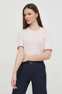 Swetry damskie - Tommy Hilfiger sweter bawełniany kolor różowy - miniaturka - grafika 1