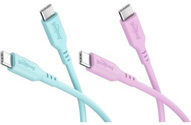 Goobay Zestaw Coral Crush: 2 silikonowe kable USB-C, 1,5 m, turkusowy różowy