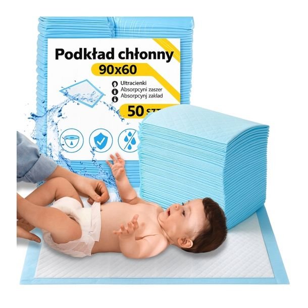 Podkłady higieniczne 60x90 50szt maty chłonne na łóżko poporodowe przewijak