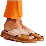 Klapki i japonki damskie - Skórzane Profilowane Klapki Maciejka 04986-29 Brązowe - miniaturka - grafika 1