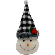 Ozdoby bożonarodzeniowe - BAŁWANEK DEKORACYJNY Z CZAPKĄ W BIAŁO CZARNĄ KRATKĘ - miniaturka - grafika 1