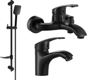 Zestawy baterii łazienkowych - Mexen Fabia DF62 zestaw wannowy, czarny - 746503DF62-70 - miniaturka - grafika 1