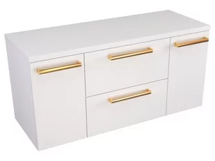 Szafka Wisząca Z Blatem ATH 100 cm D - Biały Mat - Uchwyty Złote Polerowane - Szafki łazienkowe - miniaturka - grafika 1