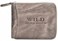 Portfele - Szary SKÓRZANY Portfel Męski Zasuwany na SUWAK Poziomy Młodzieżowy WILD !!! - miniaturka - grafika 1