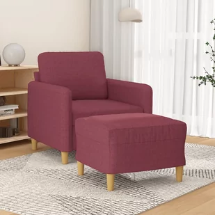 vidaXL Fotel z podnóżkiem, winna czerwień, 60 cm, obity tkaniną - Fotele - miniaturka - grafika 1