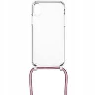 Etui i futerały do telefonów - Fixed Etui Pure Neck do iPhone XR, przezroczyste ze smyczą różową - miniaturka - grafika 1