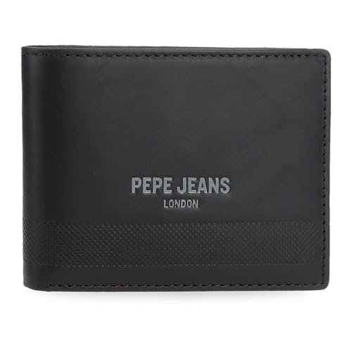 Pepe Jeans Głęboki portfel z uchwytem na karty Czarny 11x8,5x1 cm Skóra by Joumma Bags, Czarny (Black), Talla única, Portfel na karty