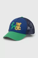 Czapki dla dzieci - United Colors of Benetton czapka z daszkiem dziecięca kolor niebieski z nadrukiem - miniaturka - grafika 1