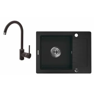 Deante Zlewozmywak granitowy ZORBA 1-kom + bateria ZQZA211A , ZQZA711A - Zlewozmywaki z baterią - miniaturka - grafika 1