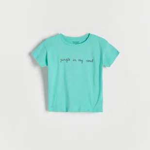Reserved - T-shirt z napisem - turkusowy - Bluzki dla niemowląt - miniaturka - grafika 1