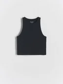 Koszulki dla dziewczynek - Reserved - Bawełniany top - czarny - miniaturka - grafika 1