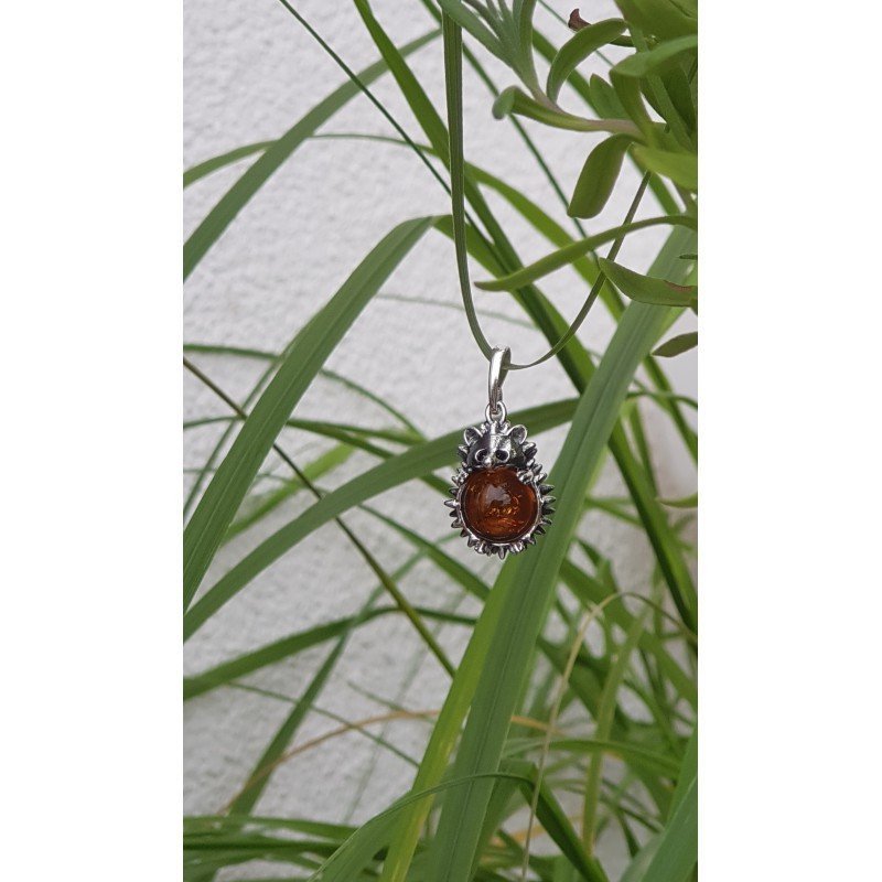 ankabizuteria.pl Srebrna zawieszka z bursztynem - JEŻYK - średni