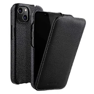 Etui i futerały do telefonów - MELKCO kompatybilny z iPhone 13 mini oryginalna skóra bydlęca + etui na telefon PC Pionowa osłona ochronna z teksturą Flip Litchi Czarny - miniaturka - grafika 1