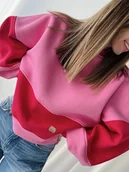 Bluzy damskie - Candy / bawełniana bluza różowo-czerwona - miniaturka - grafika 1