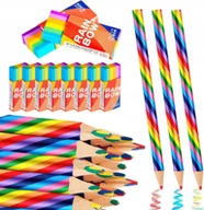 Przybory szkolne - Kredki tęczowe z gumkami do mazania WYPRAWKA DO SZKOŁY Rain Bow - miniaturka - grafika 1