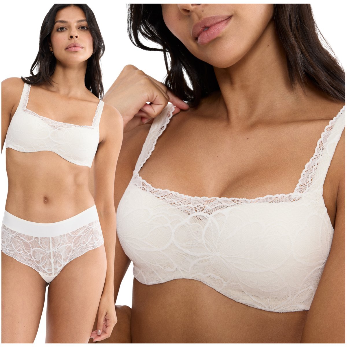 Biustonosz usztywniany koronkowy Triumph Illusion Lace Balconette ecru 70C