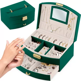 Szkatułka na biżuterię, pudełko kuferek organizer zielony Massido - Pudełka i szkatułki - miniaturka - grafika 1