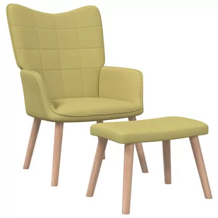 vidaXL Fotel z podnóżkiem 62 x 68,5 x 96 cm zielony obity tkaniną 327935 - Fotele - miniaturka - grafika 1