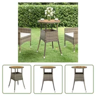 Stoły ogrodowe - The Living Store Stolik ogrodowy - Ø60x75 cm - drewno akacjowe i rattan PE - szary - Stół - miniaturka - grafika 1