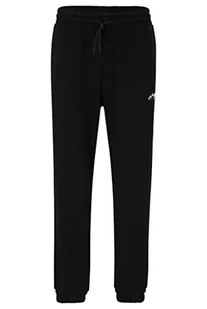 HUGO Męskie spodnie do biegania Drasilia Relaxed-Fit z bawełny z odręcznym logo, czarny (Black1), XXL - Spodenki męskie - miniaturka - grafika 1