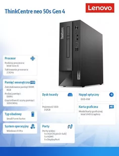 Komputer ThinkCentre Neo 50s G4 SFF 12JF0022PB W11Pro i5-13400/8GB/512GB/INT/DVD/3YRS OS - Zestawy komputerowe - miniaturka - grafika 2