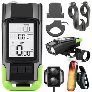 Licznik Rowerowy Bezprzewodowy Dexxer Światło Rowerowe Mocne Dystansomierz Klakson Pro - Bk-1718B - Dzwonki do roweru - miniaturka - grafika 1