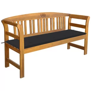 vidaXL Ławka ogrodowa z poduszką, 157 cm, lite drewno akacjowe - Ławki ogrodowe - miniaturka - grafika 1