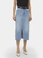 Spódnice - Vero Moda Spódnica jeansowa Veri 10295731 Niebieski Regular Fit - miniaturka - grafika 1