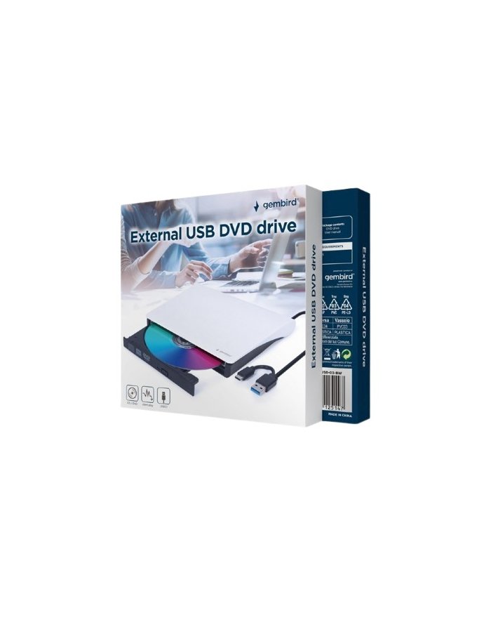 gembird Napęd DVD na USB zewnętrzny DVD-USB-031-BW czarno-biały