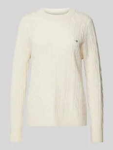 Sweter z dzianiny z wzorem warkocza - Swetry damskie - miniaturka - grafika 1