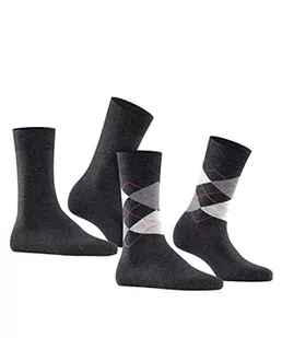Burlington Kobiety Skarpety Everyday Mix 2-Pack W SO Bawełna z wzorem 2 Pak, Szary (Anthracite Melange 3081), 36-41 - Skarpetki damskie - miniaturka - grafika 1