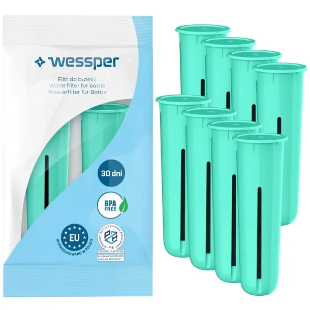 FILTR WĘGLOWY DO WODY WESSPER do butelki z filtrem DAFI SOFT i SOLID 8szt.