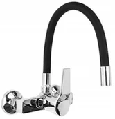 Baterie kuchenne - Flex Czarna Umywalkowa Kuchenna Ścienna Bateria - miniaturka - grafika 1