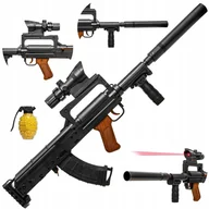 Zabawki militarne - Pistolet Na Kulki Plastikowe Karabin Tłumik Laser Imitacja Broni Bezpieczny - miniaturka - grafika 1