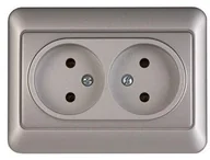 Gniazdka elektryczne - DOUBLE SOCKET OUTLET MET. RP16-020 SL - miniaturka - grafika 1