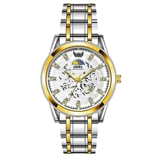 Basfur Watch Bas-Mon-Ho-026-01, Srebrno-złoty pasek i biała tarcza, Nowoczesny - Paski - miniaturka - grafika 1