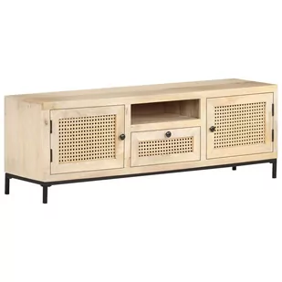 Szafka pod TV, 120x30x40 cm, drewno mango i naturalna trzcina - Szafki RTV - miniaturka - grafika 1