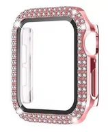 Akcesoria do smartwatchy - Etui + szkło 2W1 do Apple Watch 7/8/9 41mm DIAMOND różowe - miniaturka - grafika 1