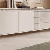 Komody - Komoda z 3 szufladami i 2-drzwiową szafką z MDF - Beżowy - NURSEMA - miniaturka - grafika 1