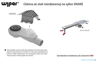 Wiper New Premium Revers Odpływ liniowy z kołnierzem 110 cm szlif syfon snake 500.0251.02.110 - Odpływy liniowe - miniaturka - grafika 5