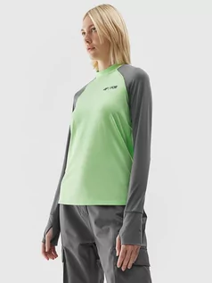 Koszulki sportowe damskie - 4F Koszulka funkcyjna w kolorze zielono-szarym - grafika 1