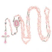 Różańce - Ręcznie robiony różaniec dla dziecka komunijny różowy na I Komunię Świętą - miniaturka - grafika 1