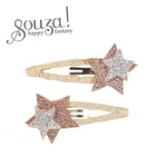 Zabawy w naśladowanie dorosłych - Souza! Spinki do włosów brokatowe złoto-srebrne gwiazdki Sarina 2 szt. - miniaturka - grafika 1