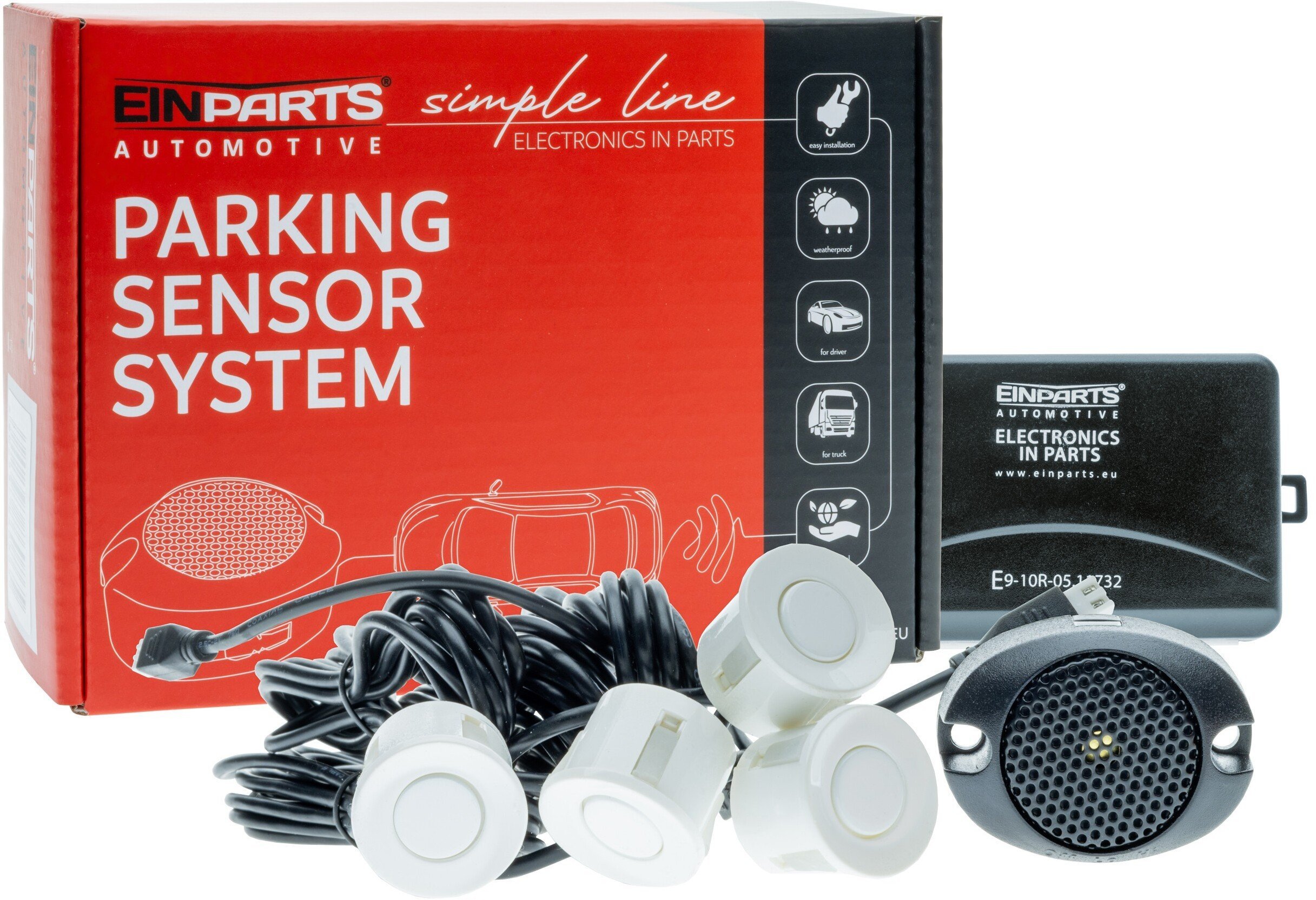 Einparts Automotive EINPARTS ZESTAW CZUJNIKÓW PARKOWANIA 4 SENSORY TYŁ DO SAMOCHODU UNIWERSALNE