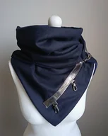 Apaszki i szaliki damskie - Szal wełniany granatowy z metaliczną skórą - piękny - miniaturka - grafika 1