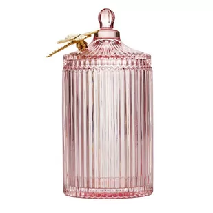 Ameliahome Organizer Szklany Z Pokrywką I Ważką Dragonfly 10,5X20 Pudrowy Róż - Pudła i pojemniki do przechowywania - miniaturka - grafika 1