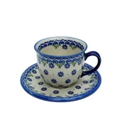 Filiżanki - Ceramiczna filiżanka ze spodkiem Ceramika Bolesławiec - miniaturka - grafika 1