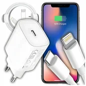 Ładowarki do telefonów - Ładowarka Do IPHONE Apple SZYBKA 3.0 KABEL 1M / USB-C - IPHONE LIGHTING 20W - miniaturka - grafika 1